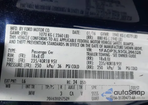 2016 Ford Focus St из США, поврежденный, VIN 1FADP3L93GL266328